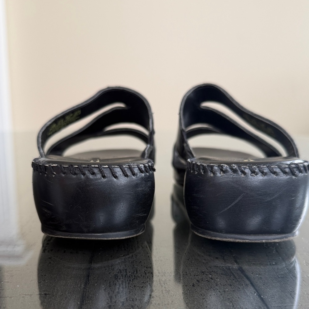 Naturalizer Black Leather Slide On Open Back Heeled Sandals. Womens Size 8.5. - Picture 5 of 8